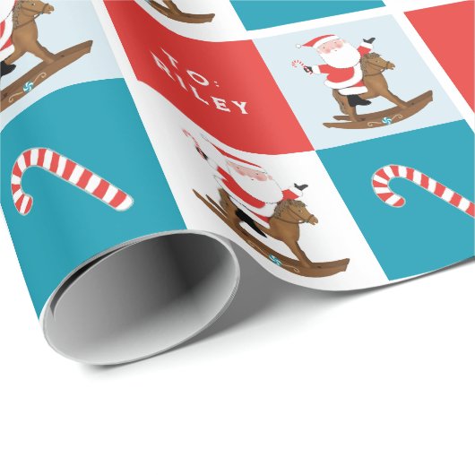 Weihnachts-Schaukelpferd Geschenkpapier (Rolleneckpunkt)