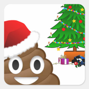 weihnachts-scheiß-emoji quadratischer aufkleber