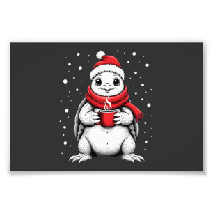 Weihnachts-Schildkröte mit Santa-Hut Kaffee-Liebha Fotodruck