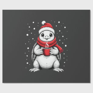 Weihnachts-Schildkröte mit Santa-Hut Kaffee-Liebha Geschenkpapier