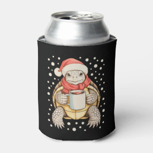 Weihnachts-Schildkröte-Santa-Hut-Kaffee-Winter-Sch Dosenkühler