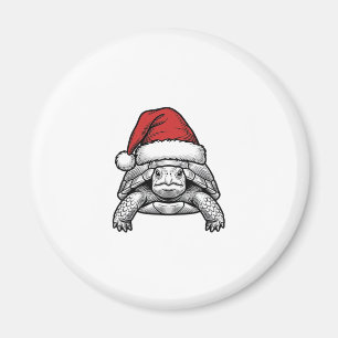 Weihnachts-Schildkröte-Santa-Hut-Vintage-Stich-Des Magnet