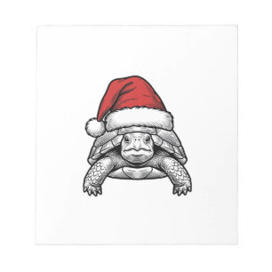 Weihnachts-Schildkröte-Santa-Hut-Vintage-Stich-Des Notizblock