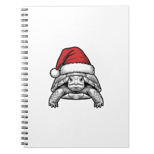 Weihnachts-Schildkröte-Santa-Hut-Vintage-Stich-Des Notizblock