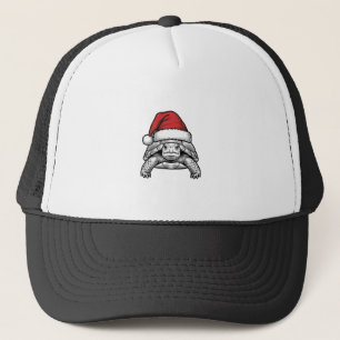 Weihnachts-Schildkröte-Santa-Hut-Vintage-Stich-Des Truckerkappe