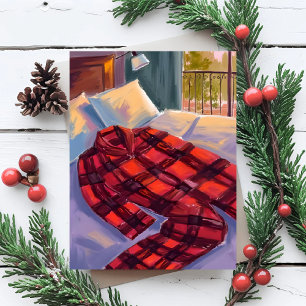 Weihnachts-Schlafanzüge Rot Kariert Feiertagskarte
