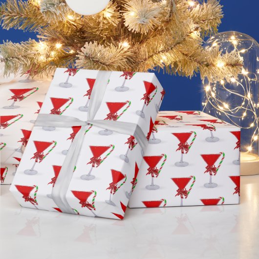 Weihnachts-Schleife auf Holiday-Martini mit Candy  Geschenkpapier (Feiertage)