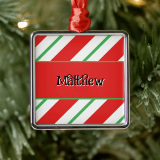 Weihnachts-Schleifen Candy Cane mit Namen Ornament Aus Metall