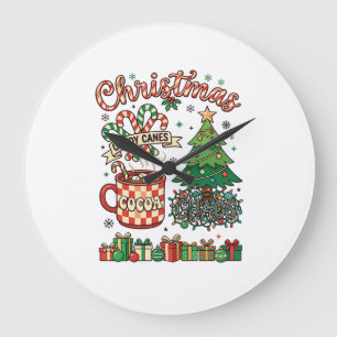Weihnachts-Schleifen-Kakao-Chaos-Baum-Tasse-Gesche Große Wanduhr