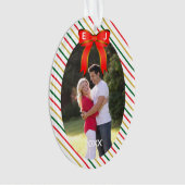 Weihnachts-Schleifen-Monogramm Ornament (Vorderseite)
