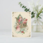 Weihnachts-Schlitten mit Engeln Feiertagspostkarte (Stehend Vorderseite)