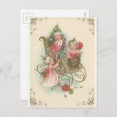 Weihnachts-Schlitten mit Engeln Feiertagspostkarte (Vorne/Hinten)