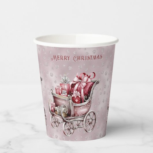 Weihnachts-Schlitten mit Geschenken Feiertage Papi Pappbecher (Links)
