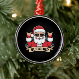 Weihnachts-Schlittenfahrer Santa Rock Xmas Rocker Ornament Aus Metall
