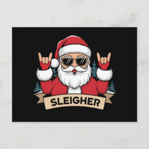 Weihnachts-Schlittenfahrer Santa Rock Xmas Rocker  Postkarte