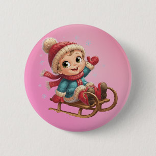 Weihnachts Schlittenfahrt mit Adorable Winter Chil Button