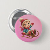 Weihnachts Schlittenfahrt mit Adorable Winter Chil Button (Vorne & Hinten)