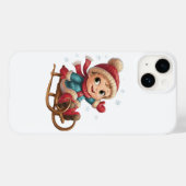 Weihnachts Schlittenfahrt mit Adorable Winter Chil Case-Mate iPhone Hülle (Rückseite (Horizontal))