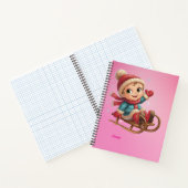 Weihnachts Schlittenfahrt mit Adorable Winter Chil Notizblock (Innenseite)
