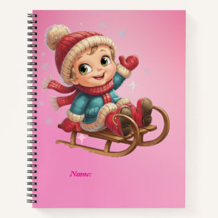 Weihnachts Schlittenfahrt mit Adorable Winter Chil Notizblock