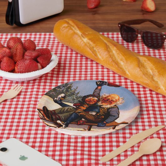 Weihnachts-Schlittenfahrt mit Beer Wilhelm Larsen Pappteller (Picknick)