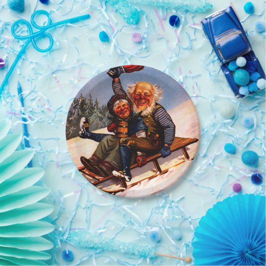 Weihnachts-Schlittenfahrt mit Beer Wilhelm Larsen Pappteller (Party)