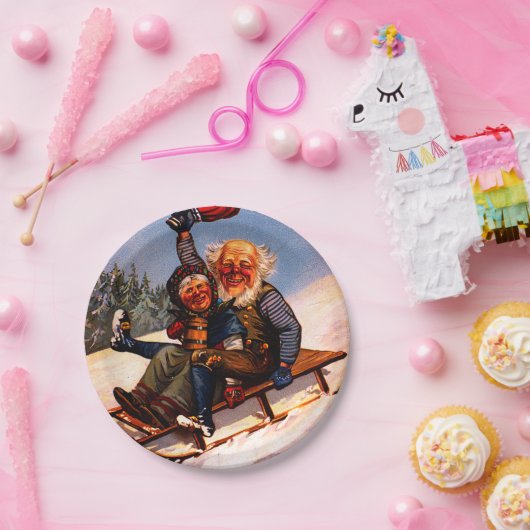 Weihnachts-Schlittenfahrt mit Beer Wilhelm Larsen Pappteller (Party)