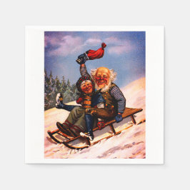 Weihnachts-Schlittenfahrt mit Beer Wilhelm Larsen Serviette