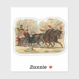 Weihnachts-Schlittenfahrt Victorian Jingle Bells Aufkleber