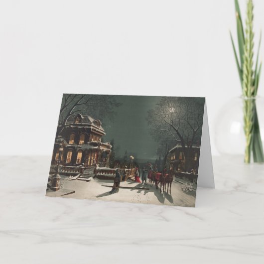Weihnachts-Schlittenfahrt, Weihnachtskarte Feiertagskarte (Vorderseite)