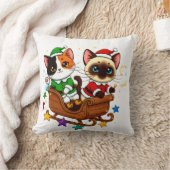 Weihnachts-Schlittenkatzen! Kissen (Decke)