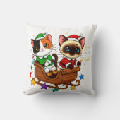 Weihnachts-Schlittenkatzen! Kissen (Vorderseite)