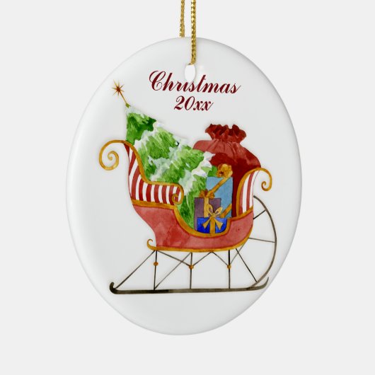 Weihnachts-Schlittenschmuck Keramik Ornament (Rechts)