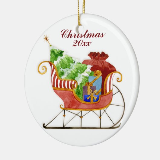 Weihnachts-Schlittenschmuck Keramik Ornament (Links)