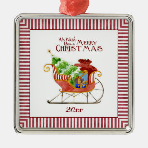 Weihnachts-Schlittenschmuck Silbernes Ornament