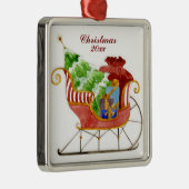 Weihnachts-Schlittenschmuck Silbernes Ornament (Rechts)