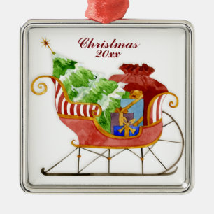 Weihnachts-Schlittenschmuck Silbernes Ornament