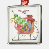 Weihnachts-Schlittenschmuck Silbernes Ornament (Links)