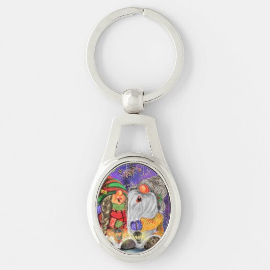 Weihnachts-Schlüsselanhänger Couple Gnomes Singing Schlüsselanhänger (Vorderseite)