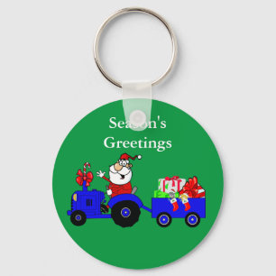 Weihnachts-Schlüsselanhänger mit Santa Traktor und Schlüsselanhänger