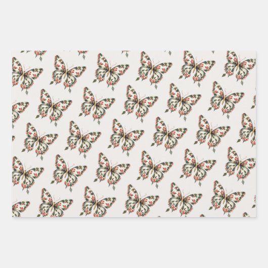 Weihnachts-Schmetterling Rot und Gold Geschenkpapier Set (Vorderseite 2)