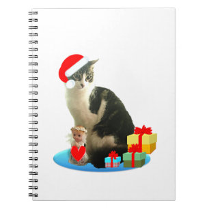 Weihnachts-Schmusekatze und süßer kleiner Engel Notizblock
