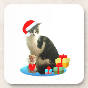 Weihnachts-Schmusekatze und süßer kleiner Engel Untersetzer