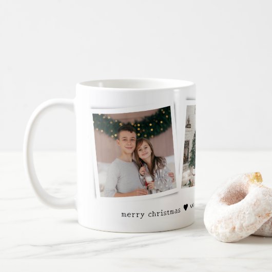 Weihnachts-Schnappschüsse 3 Foto Personalisiertes Kaffeetasse (Mit Donut)