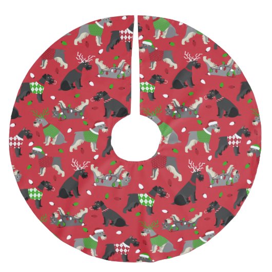Weihnachts Schnauzer Brushed Polyester Tree Skirt Weihnachtsbaumdecke (Vorderseite)
