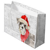 Weihnachts Schnauzer Dog Woof Words Urlaub Große Geschenktüte (Vorderseite Schrägansicht)