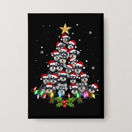 Weihnachts-Schnauzer-Hund-Baum-Xmas-Haustier-Tier Button (Vorderseite)