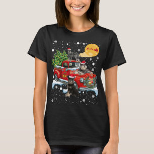 Weihnachts-Schnauzer-Hund mit Vintagem Red Truck S T-Shirt