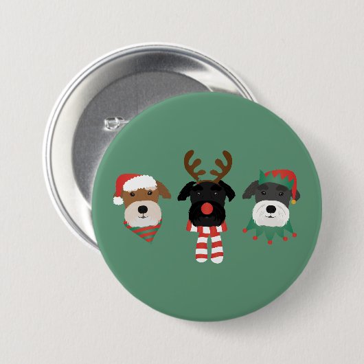 Weihnachts Schnauzer Hunde Button (Vorne & Hinten)
