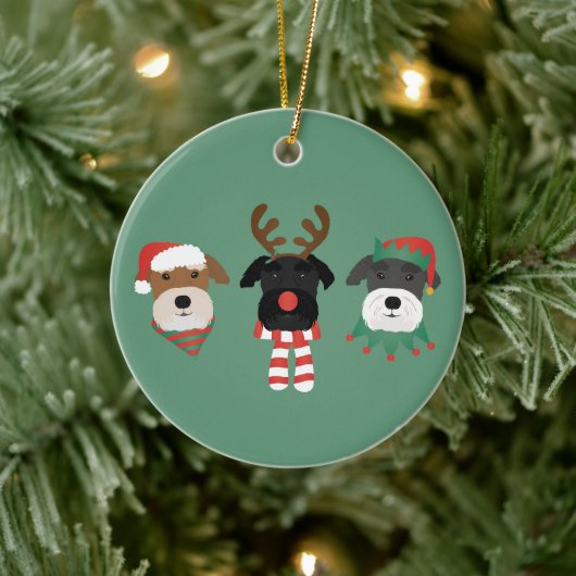 Weihnachts Schnauzer Hunde Keramik Ornament (Baum)